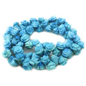16 inches 8-9mm Blue Turquoise Flower Carved Beads Loose Strand