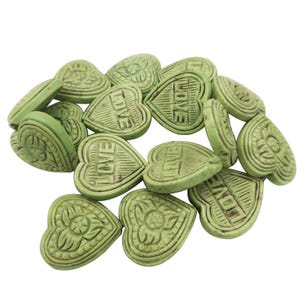 16 inches 8X27mm Green Heart Shaped Carved Turquoise Beads Loose Strand
