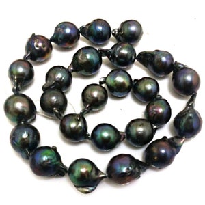 16 inches 15-25mm Black Natural Fireball Flame Large Baroque Pearls Loose Strand