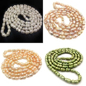 48 inches 8-9mm Natural Knotted Peanut Baroque Pearl Long Chain Necklace