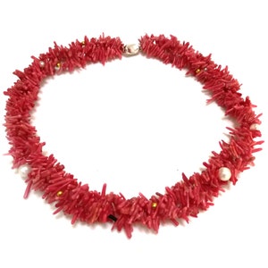 18 inches 3 rows 3-8mm Red Branch Natural Coral & Pearls Necklace