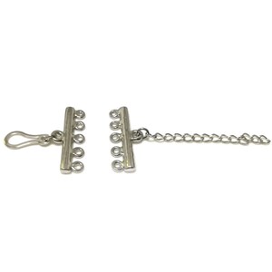 Broche de collar de joyería de plata de cinco filas con cadena de cola imagen 3