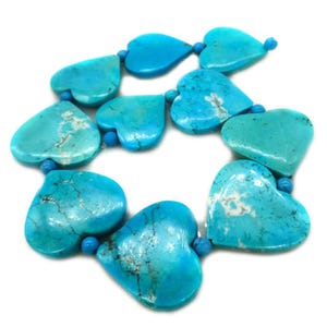 16 inches 6x36mm Blue Flat Heart Shaped Natural Turquoise Beads Loose Strand