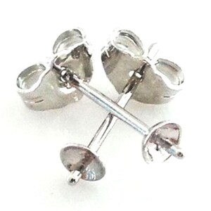 Rhodium Plated 925 Silver Earring Pin with Butterfly Post