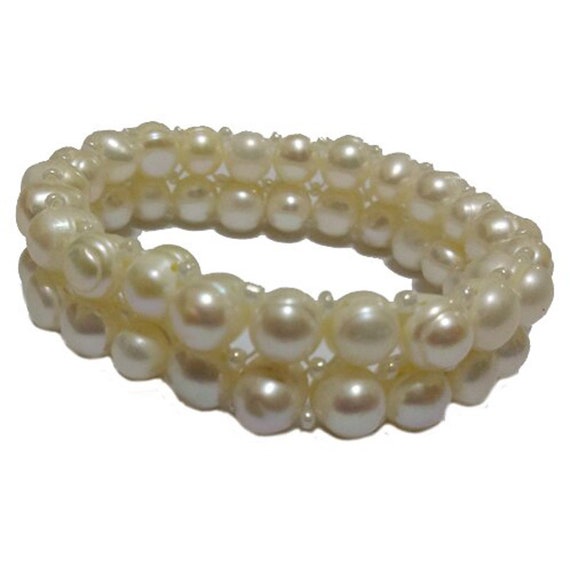 8 Inches Multiple Rows 8-9mm Natural Freshwater Memory Cord