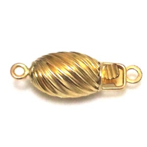 6x18mm Single Row Oval Screw Style 14K Yellow Solid Gold Jewelry Clasp