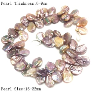 16 inches 16-22mm Natural Lavender Flat Baroque Coin Pearls Loose Strand
