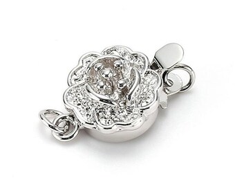 9-11mm Rose Flower Shaped 925 Sterling Silver Clasp