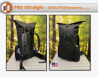 PBD - SOOLITE50 - frameless Ultralight hiking backpack  - Dyneema DCF 2.92 Black