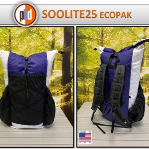 PBD - SOOLITE25 Mini - frameless Ultralight hiking backpack  - ECOPAK Purple / White