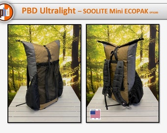 PBD - SOOLITE25 Mini - frameless Ultralight hiking backpack  - ECOPAK Coyote/Grey