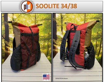 PBD - SOOLITE34/38 - frameless Ultralight hiking backpack  - ECOPAK Red / Coyote