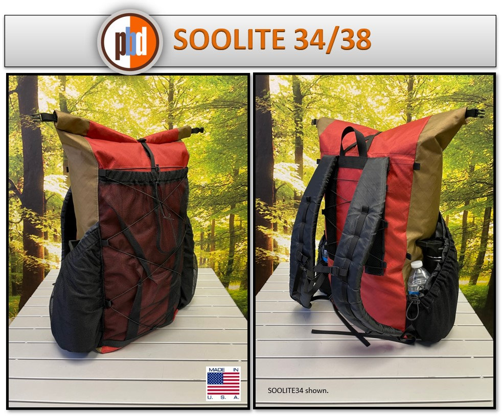PBD - SOOLITE34/38 - Frameless Ultralight Hiking Backpack PBD - SOOLITE34/38 - Frameless Ultralight Hiking Backpack