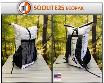 PBD - SOOLITE25 Mini - frameless Ultralight hiking backpack  - ECOPAK White