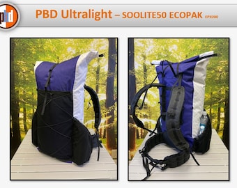 PBD - SOOLITE50 - frameless Ultralight hiking backpack  - ECOPAK Purple / White