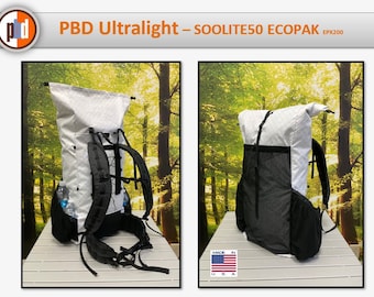 PBD - SOOLITE50 - frameless Ultralight hiking backpack  - ECOPAK White