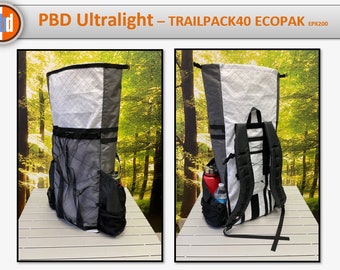 PBD -   TRAILPACK40 frameless hiking Ultralight Backpack - ECOPAK EPX200 Gray / White