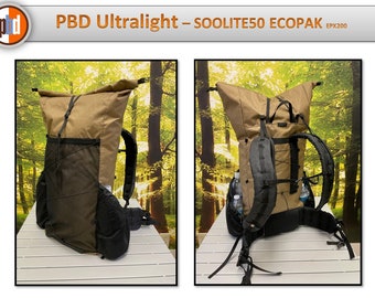 PBD - SOOLITE50 - frameless Ultralight hiking backpack  - ECOPAK Coyote Brown