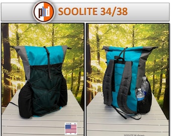 PBD - SOOLITE34/38 - frameless Ultralight hiking backpack  - ECOPAK Teal / Gray