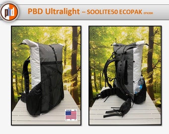 PBD - SOOLITE50 - frameless Ultralight hiking backpack  - ECOPAK Gray / White