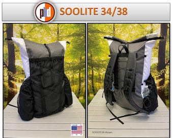 PBD - SOOLITE34/38 - frameless Ultralight hiking backpack  - ECOPAK Gray / White