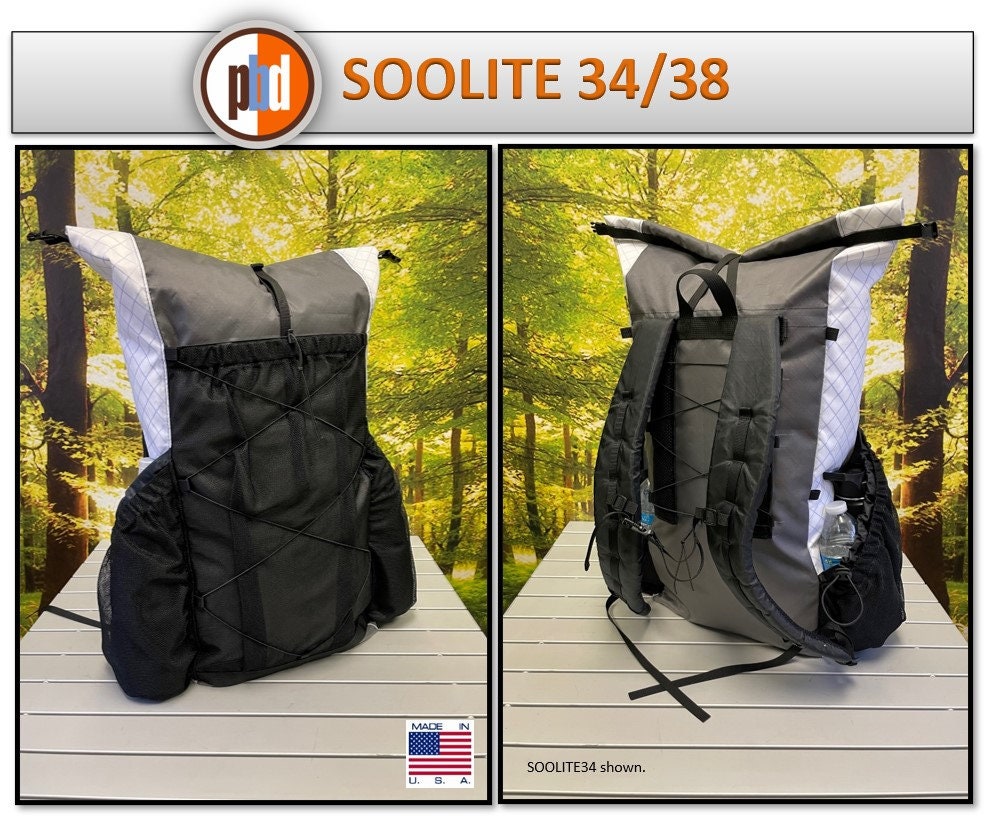 PBD - SOOLITE34/38 - Frameless Ultralight Hiking Backpack PBD - SOOLITE34/38 - Frameless Ultralight Hiking Backpack