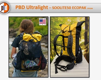 PBD - SOOLITE50 - frameless Ultralight hiking backpack  - ECOPAK Black / Yellow