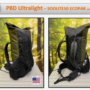 PBD - SOOLITE50 - frameless Ultralight hiking backpack  - ECOPAK Black / Green