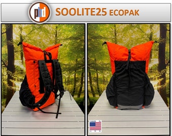 PBD - SOOLITE25 Mini - frameless Ultralight hiking backpack  - ECOPAK Orange / Grey