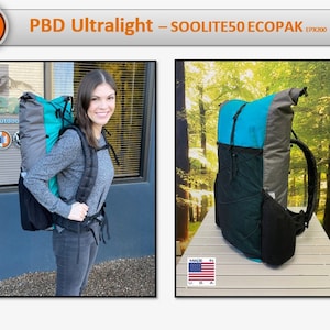 PBD - SOOLITE50 - frameless Ultralight hiking backpack  - ECOPAK Teal / Gray