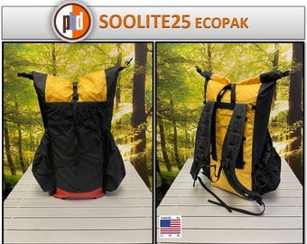 PBD - SOOLITE25 Mini - frameless Ultralight hiking backpack  - ECOPAK Yellow / Red