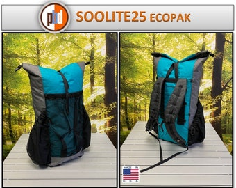 PBD - SOOLITE25 Mini - frameless Ultralight hiking backpack  - ECOPAK Teal/Grey