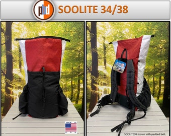 PBD - SOOLITE34/38 - frameless Ultralight hiking backpack  - ECOPAK Red / White