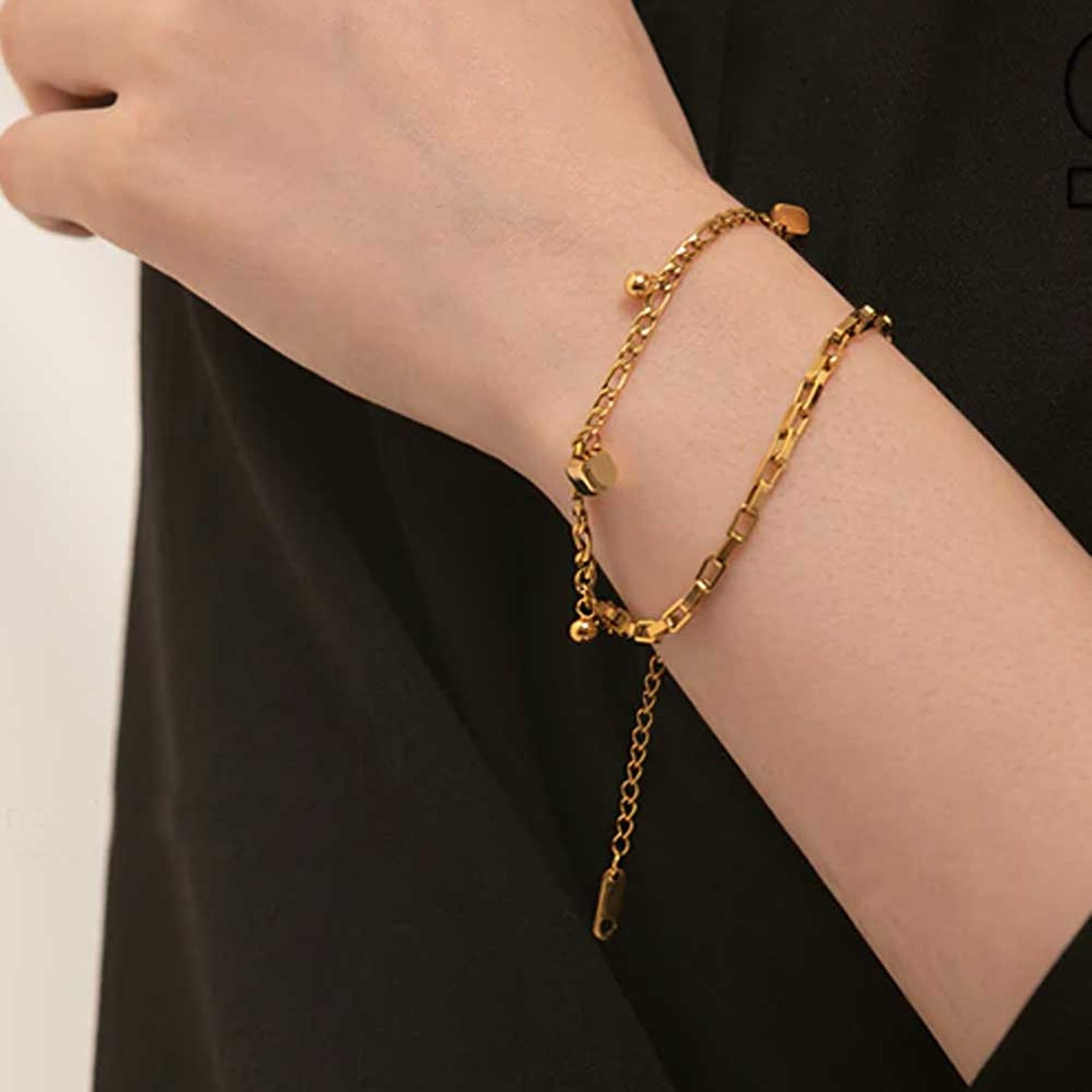Double Link Bracelet 18k in Goldplated Stainless Steel With Etsy