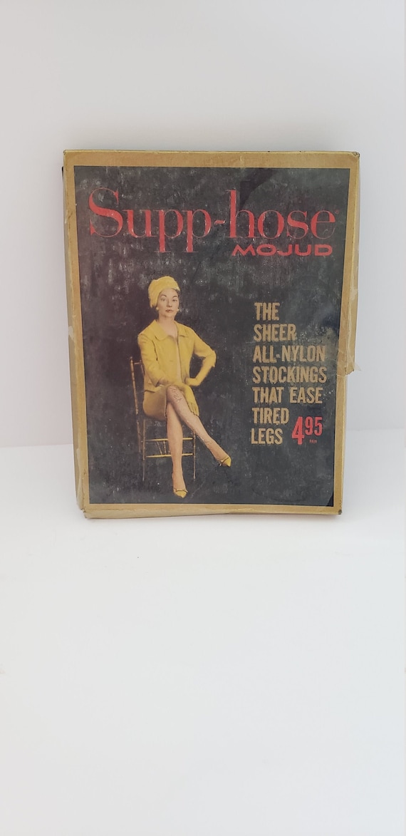 Vintage stockings box - nude knee high stockings