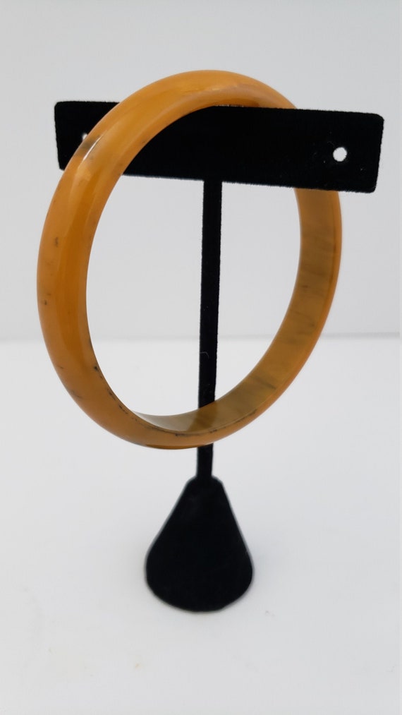 Yellow and black bakelite vintage bangle - image 1