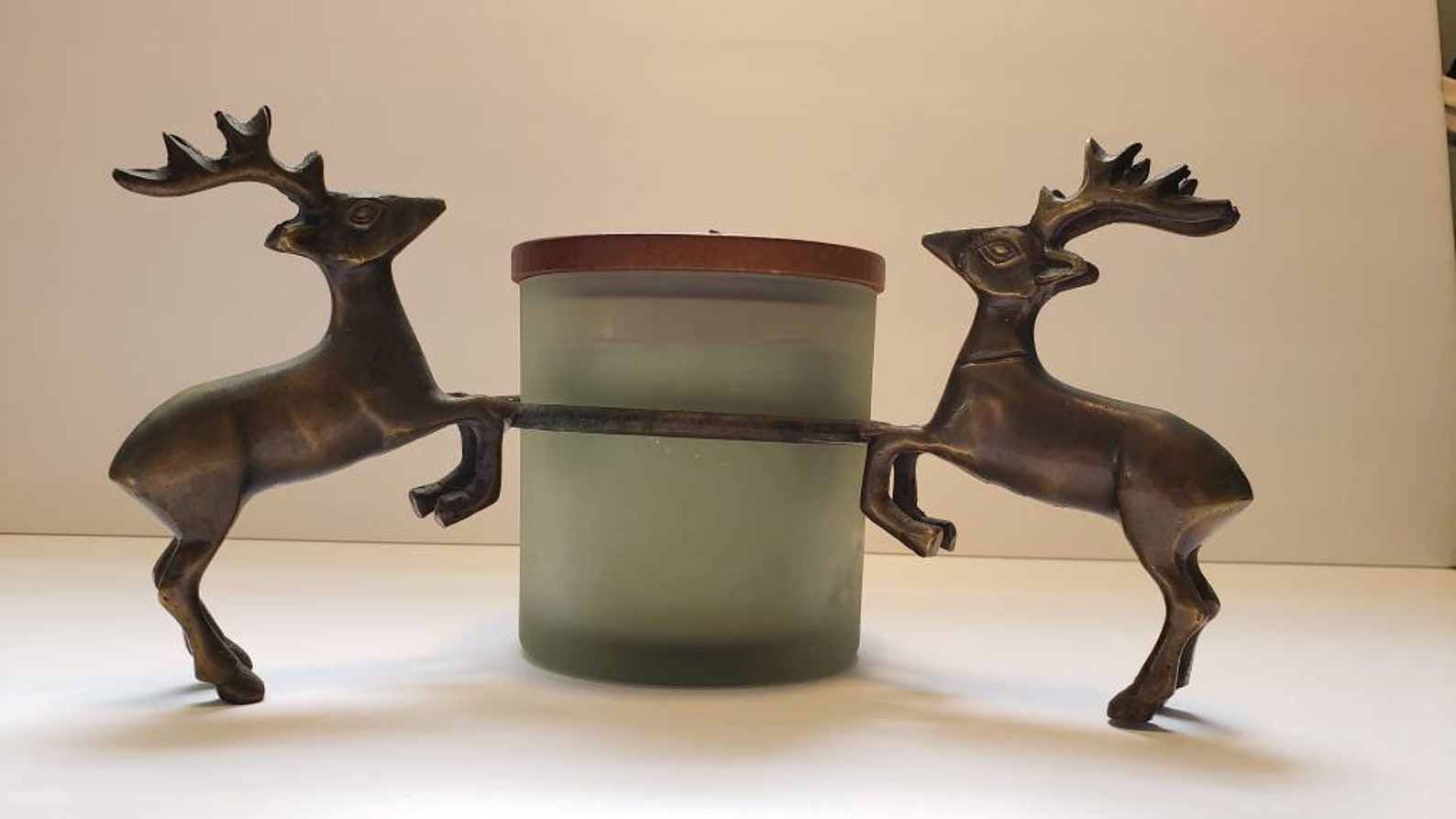 Brass 3 Reindeer Candle Holder Etsy