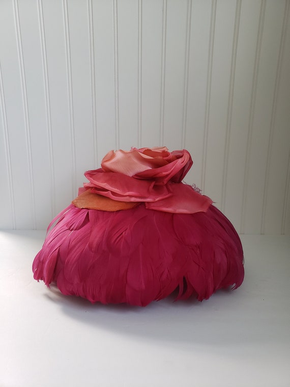 Vintage flower and feathet hat rose hat vintage ha