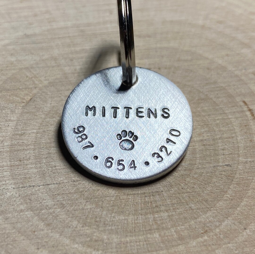 Personalized Small Cat Id Tag for Collar With Name and Phone Number Paw