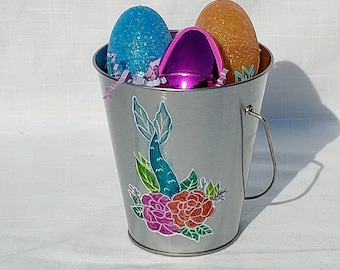Hand Painted Easter Basket Gift Set Options for Boy Girl Tween Teen Adult DINOSAUR Personalized Easter Pail with Handmade Bracelet