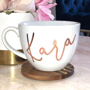 Personalized Round Mug, Custom Coffee Mug, Gift for Best Friend, Gift for Her, Bridesmaid Gifts, Bridesmaid Proposal, Godmother, Rose Gold