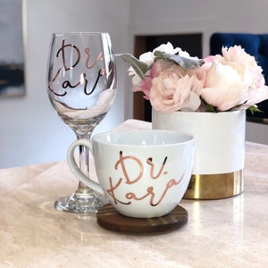 Dr. Gift Set, Personalized Round Mug, Custom Coffee Mug, Dr. Mug & Wine Glass, Healthcare Gift, Pediatrician Gift, OBGYN, Doctor Sentiment