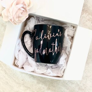 Godmother Black Mug gift set, Will You be Custom Godmother Proposal Gift, Best Friend Gift, Godmother Proposal, Madrina, Regalo Para Madrina