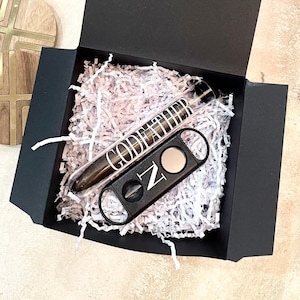 Godfather Cigar Themed Gift Box, Nino, Custom Godfather Proposal, Celebration Box, Baptism Gift Set, Godfather Gift, Godfather Cigar Clipper