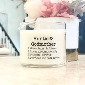 Auntie & Godmother Candle and glass bottle Matches, Godmother Gift, Candle god mother, Gifts For Aunt, tia, Candle Keepsake will you be my image 2