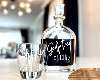 Godfather Decanter & Liquor Glass Gift, Godfather Custom liquor proposal, Godfather Gift, God Father, Will You Be My Godfather, Padrino Nino