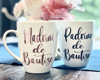 Padrinos de bautizo Mug set, Godparents Gift, Padrino Proposal, Madrina de bautizo gift, Baptism Will You Be My Madrina, Announcement, Nina
