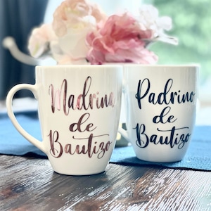 Padrinos de bautizo Mug set, Godparents Gift, Padrino Proposal, Madrina de bautizo gift, Baptism Will You Be My Madrina, Announcement, Nina