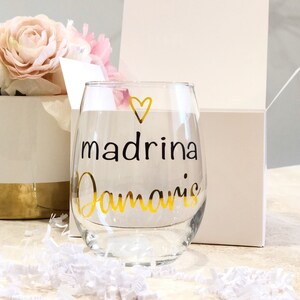 Madrina Stemless Wine Glass Gift Set, Best Friend Gift, Madrina Gift, Godmother Proposal, Will You Be My Godmother, Madrina, Will You Be My