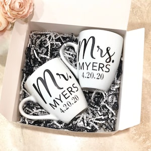 Mrs. & Mr. Engagent Gift Box, Marriage Gift, Newly Engaged Gift, Bridal Shower Gift, For The Couple, Personalized Mugs, I said Yes, Custom
